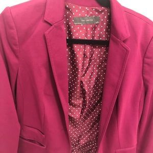The Limited Magenta Polka Dot Lined Blazer